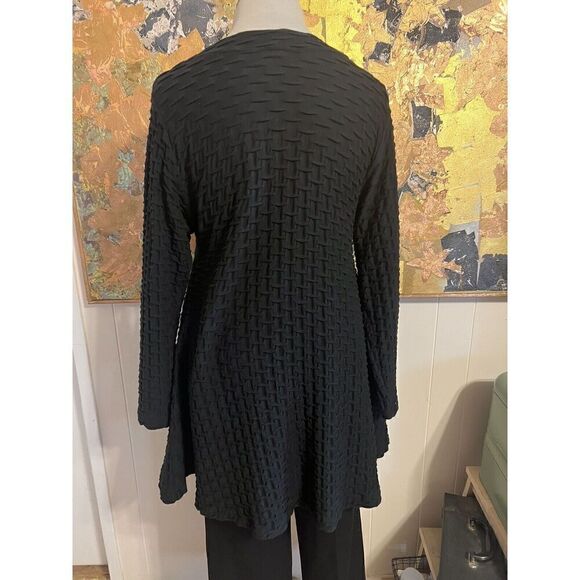 EDW Spirithouse Womens Medium A-Line Tunic Dress Black Ripple Textured Pockets - Picture 4 of 9